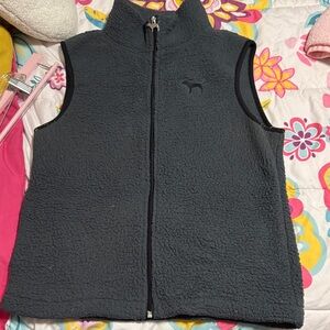 PINK VS Gray Sherpa Fleece Vest - size Med